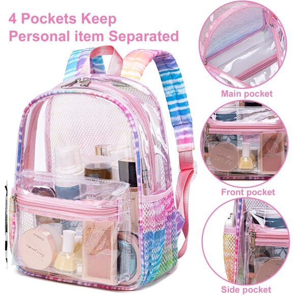 New Beautiful Rainbow Clear Small Backpack for Girls, Women's (12x12x6) - Picture 6 of 8